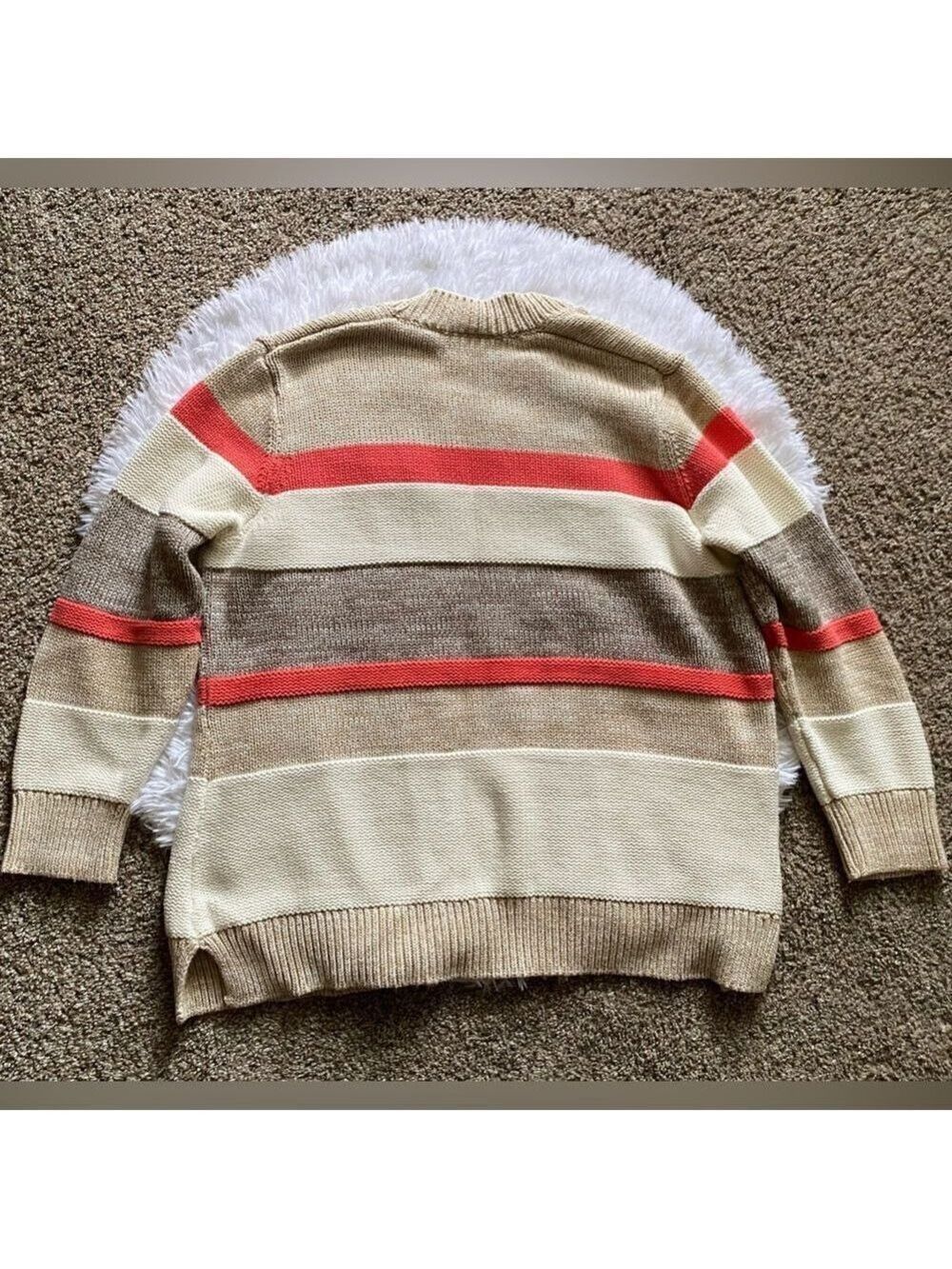 Rafaella Open Front Cardigan Sweater Womens Size XL Striped